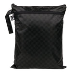 Roamio by Bumkins Wet/Dry Bag: Rich Black features a black waterproof checkered design, two zippered compartments, and looped strap.