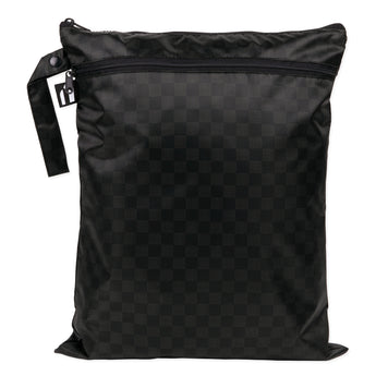 Roamio by Bumkins Wet/Dry Bag: Rich Black features a black waterproof checkered design, two zippered compartments, and looped strap.