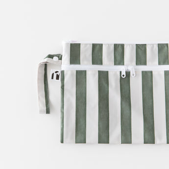 Roamio by Bumkins Wet/Dry Clutch: Clubhouse Stripe lays flat on a white background.