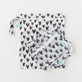 Bumkins Wet Bag + Clear Travel Bag 3 Pack Set: Hearts—stylish, reusable bags for organized travel and busy parents.