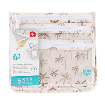 Bumkins Clear Travel Bag 3 Pack: Palm Daze is shown with its packaging tag.