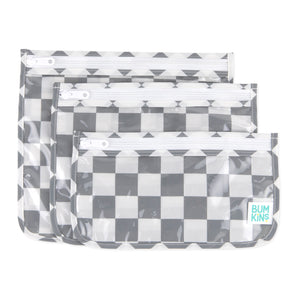 Clear Travel Bag 3 Pack: Charcoal Check