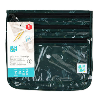 Bumkins Clear Travel Bag 3 Pack: Starry Cactus is shown with its packaging tag.