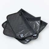 Bumkins Clear Travel Bag 3 Pack: Rich Black are shown fanned out on a white background.