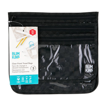 Bumkins Clear Travel Bag 3 Pack: Rich Black is shown with its packaging tag.
