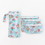 Bumkins Clear Travel Bag 3 Pack: Disney Princess Ariel lays on a white background next to another bag with a matching print.