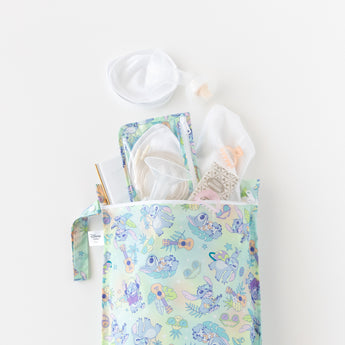 Stay organized on the go with Bumkins Disney Aloha Stitch Wet Bag + Clear Travel Bag 3 Pack Set—perfect for baby essentials!.