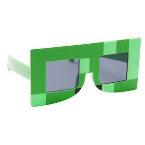 Sunstaches Lil Characters Minecraft Creeper sunglasses offer UV 400 protection with green pixelated, blocky square lenses.