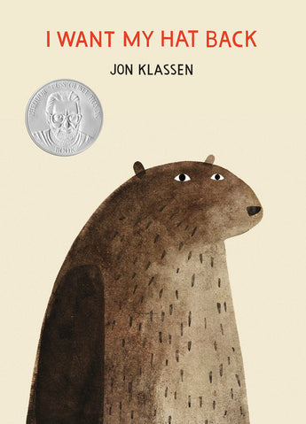 Cover of I Want My Hat Back hardcover by Random House, featuring a humorous bear with an award seal on the top left.