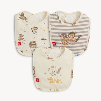 Magnetic Me 3-Pack Bibs: eco-friendly Where the Wild Things Are designs with stripes & playful monsters for your little one.