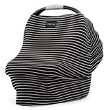 The Milk Snob Cover Modern Stripe is a chic black and white striped baby car seat cover with a handy top handle for multiple uses.