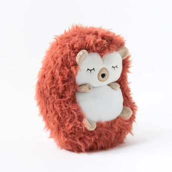 Slumberkins Copper Hedgehog Mini, with a round orange body and closed eyes, perfect for Valentines Day cuddles.