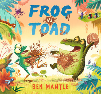 The Frog vs Toad hardcover by Random House features a playful mud-covered frog and toad amid colorful plants and insects.