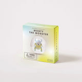 Sunnylifes 3D Inflatable Beach Ball, Monty the Monster, made from non-toxic, Phthalate-free PVC with a clear packaging window.