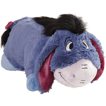 Pillow Pets, Eeyore: A cuddly plush toy of the blue donkey from Winnie the Pooh with a black mane, floppy ears, and a stitched smile.