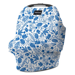 Milk Snobs Cover Disneys Stitch: Tropical leaves & cartoon animals design with a top handle, ideal as a multifunctional cover.