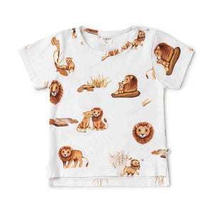 Snuggle Hunnys Organic T-Shirt, Lion features playful lion illustrations and is crafted from certified organic cotton.