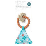 Mary Meyers Soft Squeaker, Elephant: baby teething toy with silicone ring & floral cloth. Packaged on a white card.