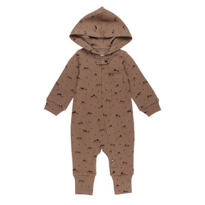 Organic Zipper Romper, Latte Mountain