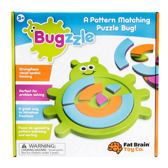 Bugzzle Game by Fat Brain Toy Co challenges young minds with colorful pieces, perfect for ages 3+ to boost math and problem-solving skills.