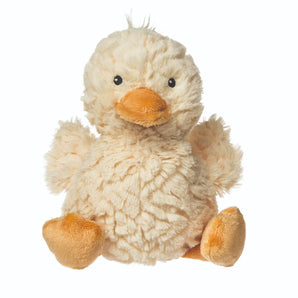 Plush, Putty Nursery Duck: fluffy yellow duck stuffed animal with orange beak and feet.