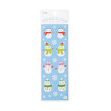 Textured OOLY Stickers, Snow Friends: snowmen & snowflakes on blue, perfect for charming your school supplies.