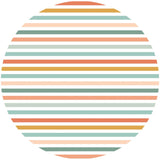 Muted orange, green, and beige stripes on the Emerson and Friends One Piece Reversible Swimsuit evoke a Beach Day vibe.