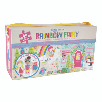 The Rainbow Fairy floor puzzle by Floss and Rock has 60 pieces for ages 3+. Perfect for imaginative play with fairy illustrations.