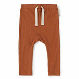 Snuggle Hunnys Organic Pants in Biscuit feature a drawstring waist and ribbed texture, crafted from certified organic cotton.