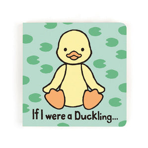 Green Jellycat book cover with duck prints: If I Were A Duckling featuring a cute duckling illustration.