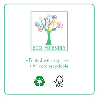 The Floss and Rock Fantasy Watercard Easel boasts an eco-friendly, colorful tree design, printed with soy inks, and is fully recyclable.