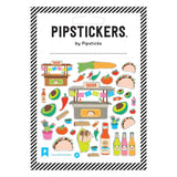 Pipsticks Taco Tuesday Stickers with taco stands, avocados, hot sauces, chili peppers, and silver glitter foil for sticker lovers!.