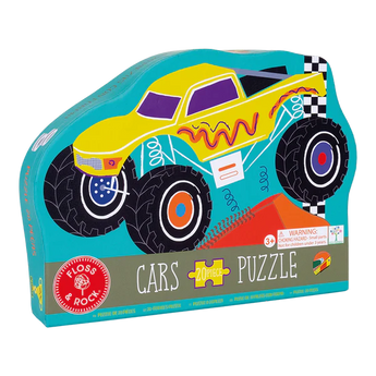 The Floss and Rock 20 Piece Puzzle, Cars, features a vibrant monster truck illustration. Perfect for car enthusiasts aged 3+.