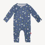 Magnetic Me, Coverall Rodeo Blue: A blue baby onesie with cowboy hats, boots, horseshoes & cacti. Long sleeves in eco-friendly TENCEL™ modal.