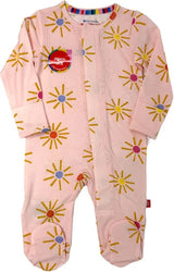 The Magnetic Me Put On Your Sunnies footie features long sleeves, mitten cuffs, and sun patterns in eco-friendly Modal fabric.