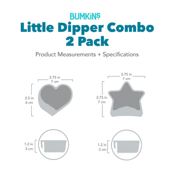 Dimensions—heart: 2.75 in (7 cm) by 2.5 in (6 cm), star: 2.75 in by 2.75 in, depth: 1.2 in (3 cm).