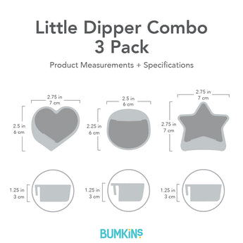 Dimensions—heart: 2.75 in (7 cm) by 2.5 in (6 cm), circle: 2.5 in by 2.5 in, star: 2.75 in by 2.75 in, depth: 1.25 in (3 cm).
