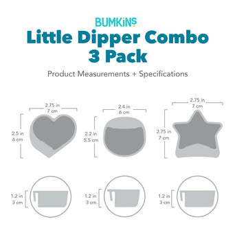 Dimensions—heart: 2.75 in (7 cm) by 2.5 in (6 cm), circle: 2.4 in by 2.2 in, star: 2.75 in by 2.75 in, depth: 1.2 in (3 cm).