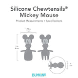 Bumkins Silicone Chewtensils®: Mickey Mouse. Ideal for weaning with a 1.75/4cm wide spoon and fork, 3/8cm tall, 1/3cm handle diameter.