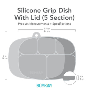 Silicone Grip Dish with Lid (5 Section): Gray