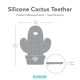 Bumkins Silicone Teether: Cactus, 3x3.75, soothes baby teething with the brand name at the bottom.