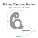 Silicone Teether: Dinosaur by Bumkins, 3.5 tall, 3 wide, offers baby gum relief with its soft design.