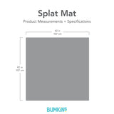 Diagram of Bumkins 42 Splat Mat: Winnie and Friends, featuring waterproof fabric for easy cleaning.