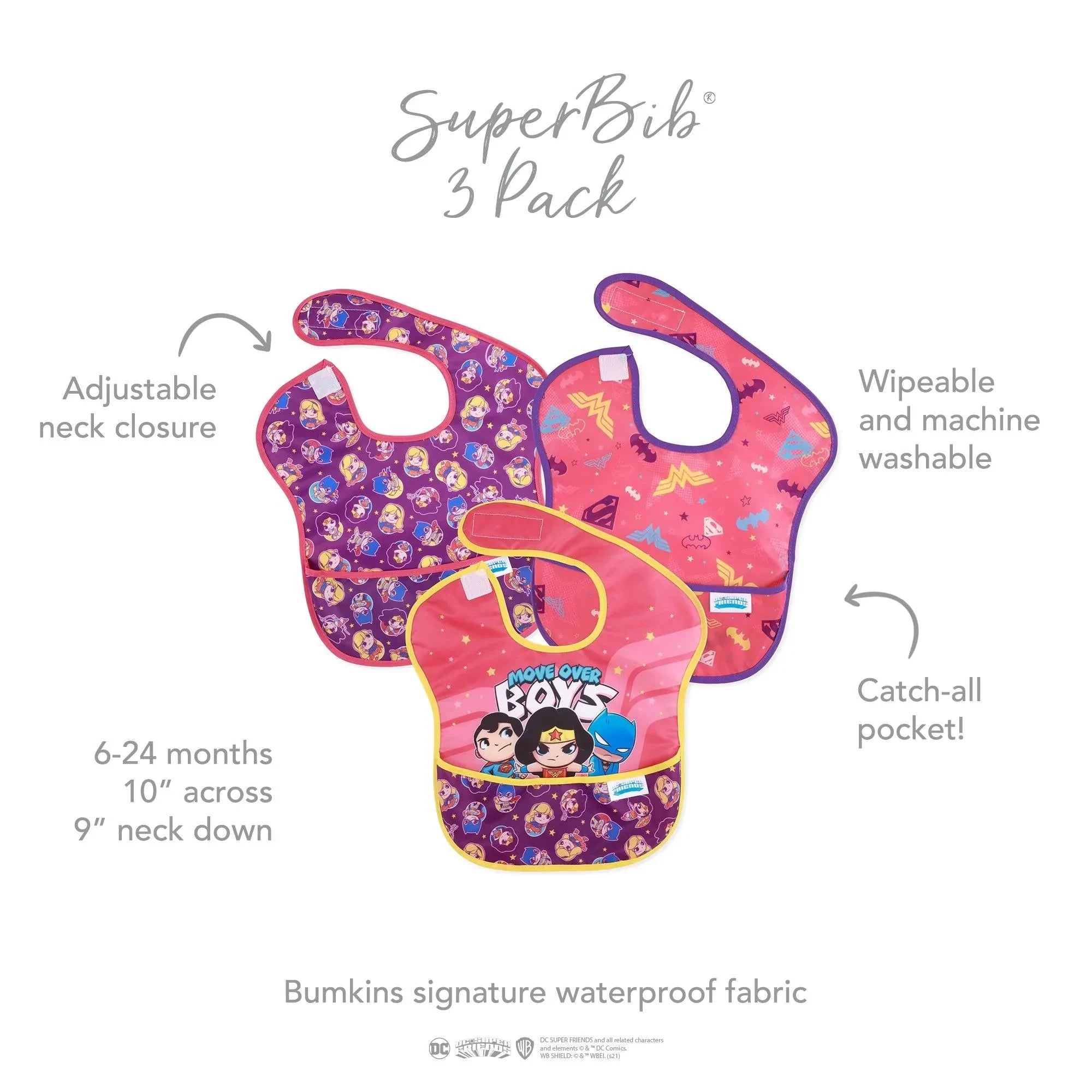 SuperBib® 3 Pack: Super Friends Move Over - Bumkins