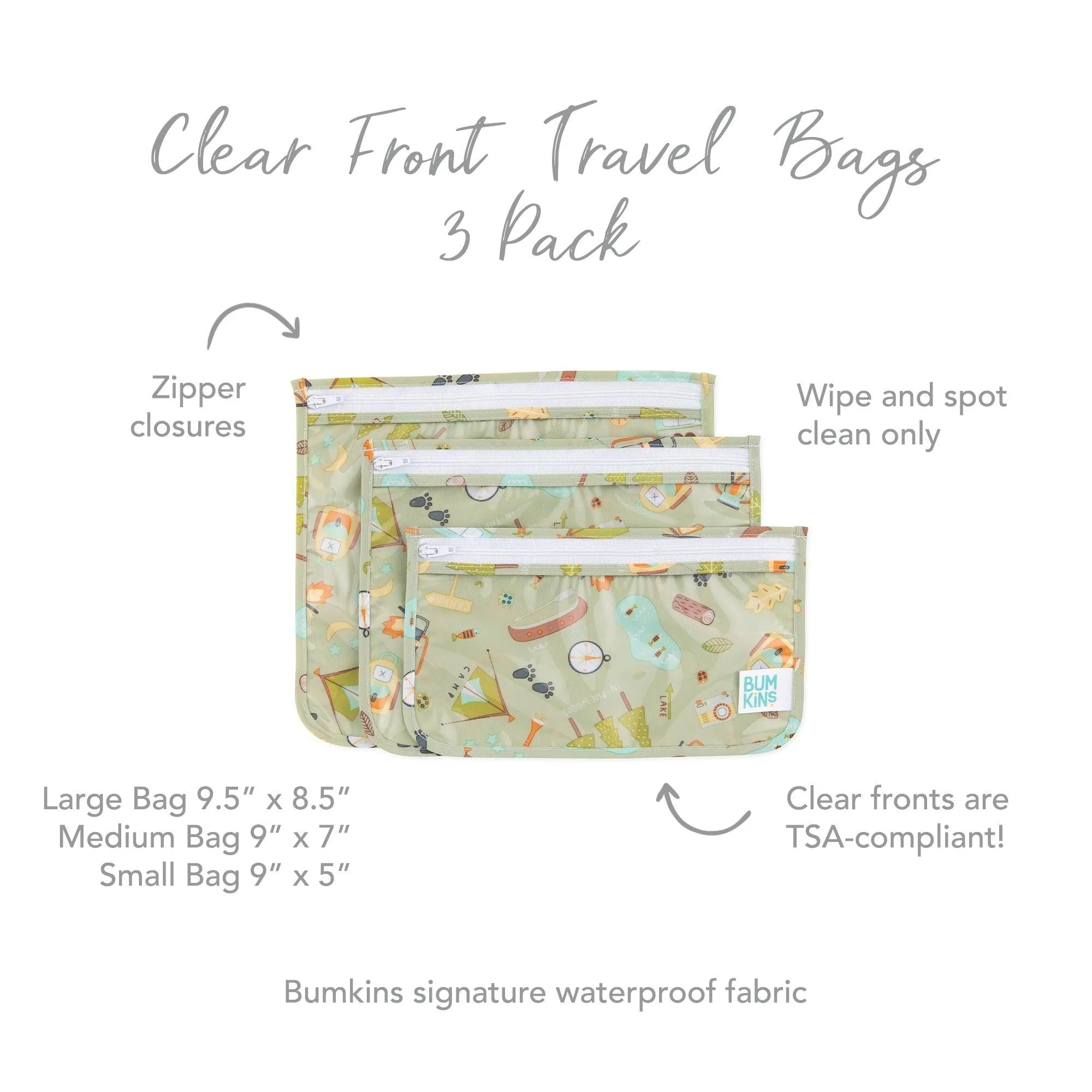 Clear Travel Bag 3-Pack: Camp Gear - Bumkins