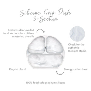 Silicone Grip Dish with Lid (3 Section): Marble - Bumkins