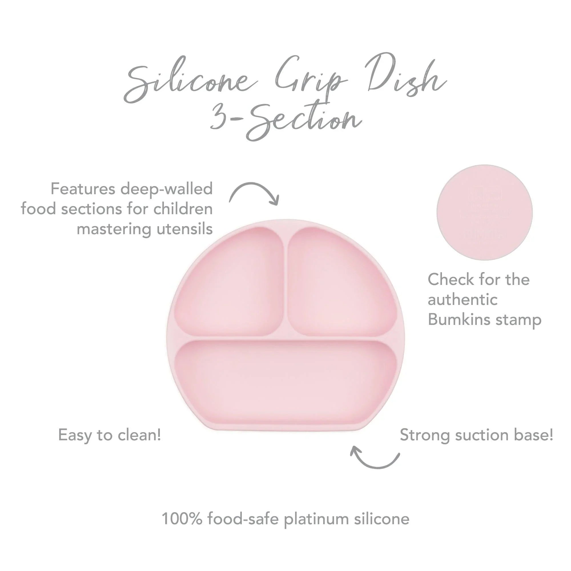 Silicone Grip Dish: Pink - Bumkins