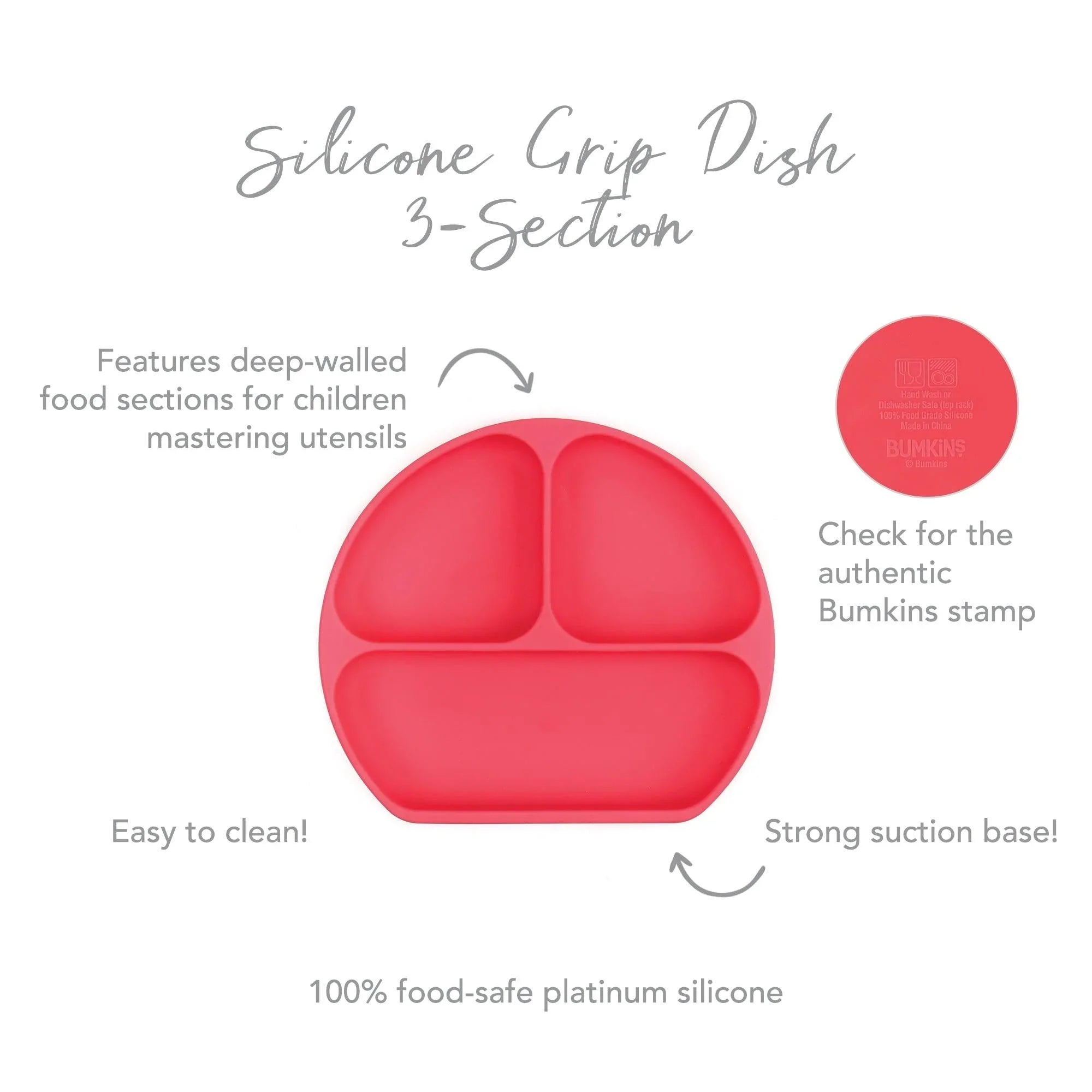 Silicone Grip Dish: Red - Bumkins
