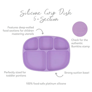 Silicone Grip Dish with Lid (5 Section): Lavender - Bumkins