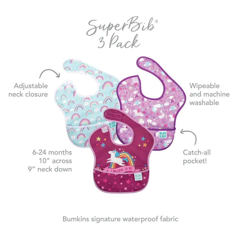 SuperBib® 3 Pack: I Believe In Me, Unicorns, Rainbows - Bumkins